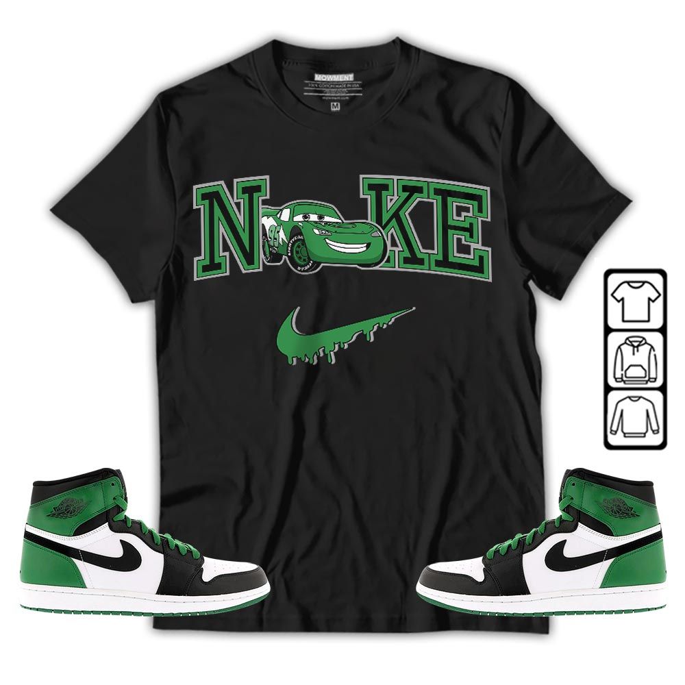 95 Mcqueen Car Fast Sneaker Shirt Match Lucky Green 1s, Jordan 1 Lucky Green MKO T-Shirt