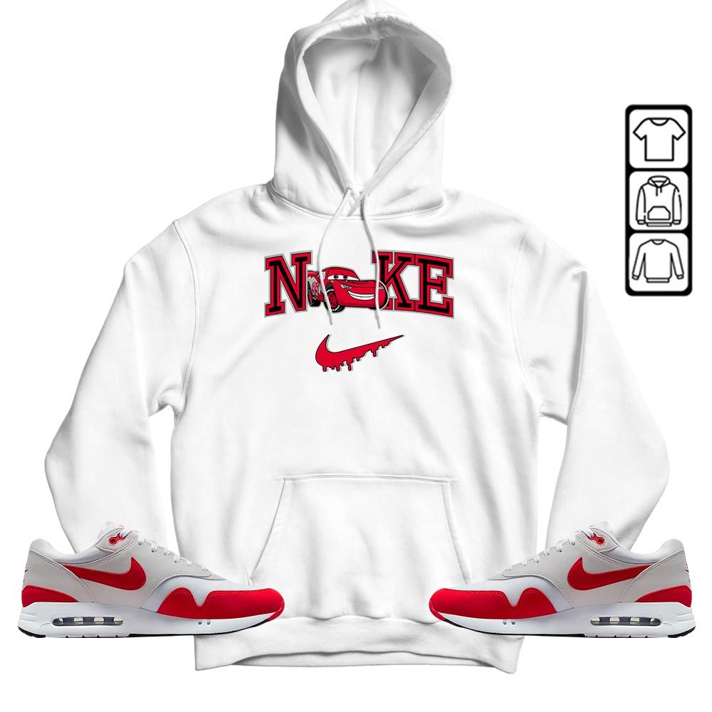 95 Mcqueen Car Fast Sneaker Shirt Match Max 1 86 University Red, Air Max 1 86 Big Bubble MKO T-Shirt