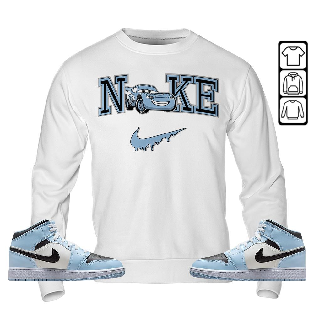 95 Mcqueen Car Fast Sneaker Shirt Match Mid Ice Blue 1s, Jordan 1 Mid Ice Blue MKO T-Shirt 95 Mcqueen Car Fast Sneaker Shirt Match Mid Ice Blue 1s, Jordan 1 Mid Ice Blue MKO T-Shirt