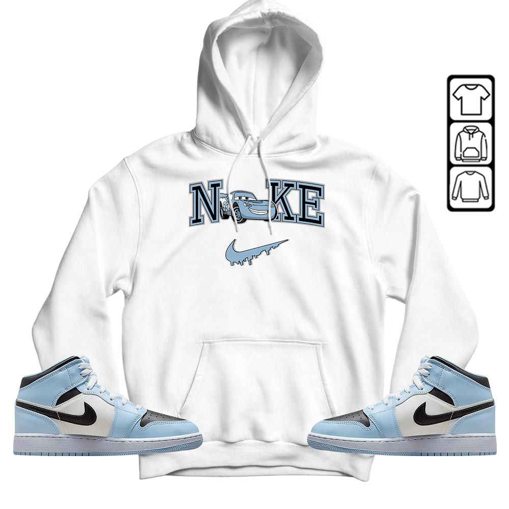95 Mcqueen Car Fast Sneaker Shirt Match Mid Ice Blue 1s, Jordan 1 Mid Ice Blue MKO T-Shirt 95 Mcqueen Car Fast Sneaker Shirt Match Mid Ice Blue 1s, Jordan 1 Mid Ice Blue MKO T-Shirt