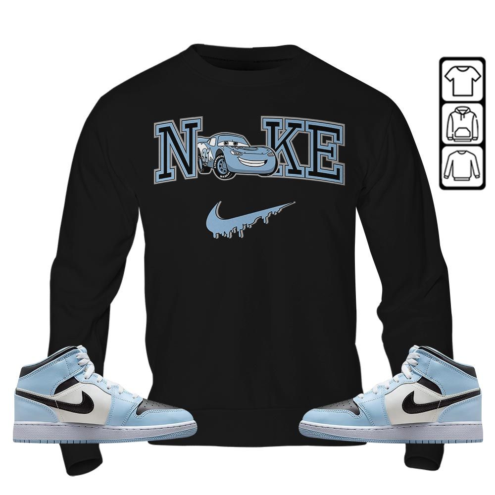 95 Mcqueen Car Fast Sneaker Shirt Match Mid Ice Blue 1s, Jordan 1 Mid Ice Blue MKO T-Shirt 95 Mcqueen Car Fast Sneaker Shirt Match Mid Ice Blue 1s, Jordan 1 Mid Ice Blue MKO T-Shirt