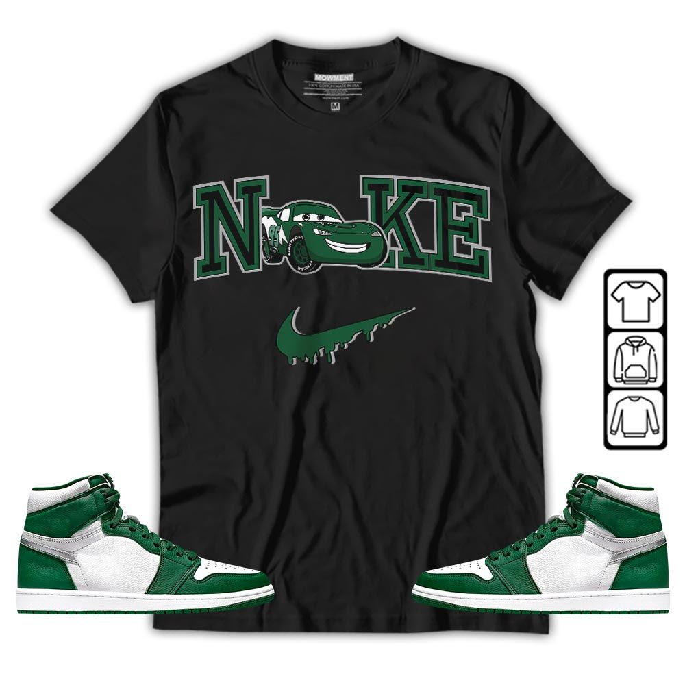 95 Mcqueen Car Fast Sneaker Shirt Match OG Gorge Green 1s, Jordan 1 Retro High Gorge Green MKO T-Shirt
