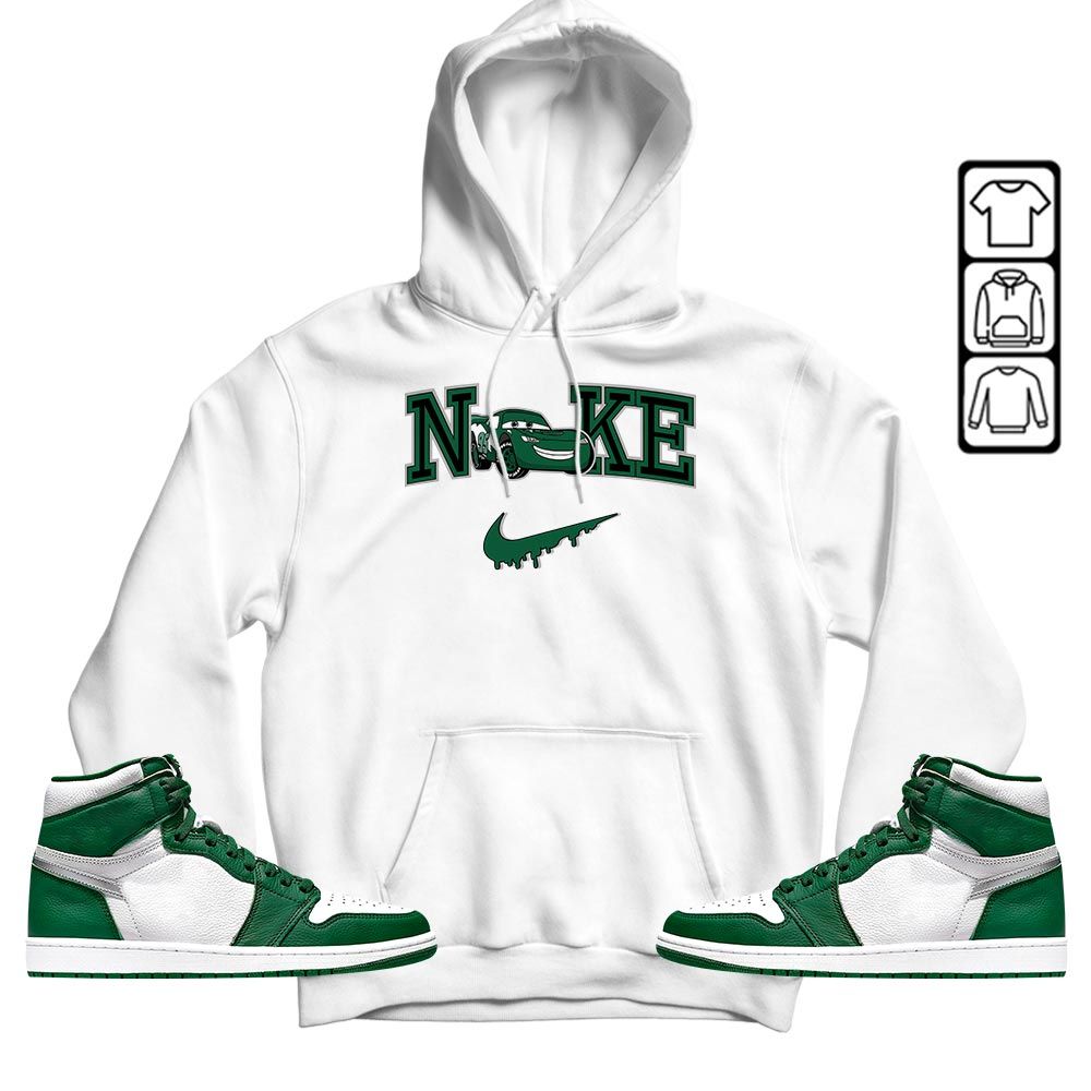 95 Mcqueen Car Fast Sneaker Shirt Match OG Gorge Green 1s, Jordan 1 Retro High Gorge Green MKO T-Shirt