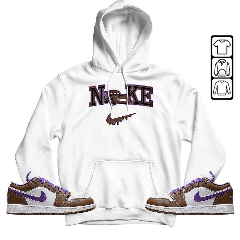 95 Mcqueen Car Fast Sneaker Shirt Match Purple Mocha 1s, Jordan 1 Low Purple Mocha MKO T-Shirt