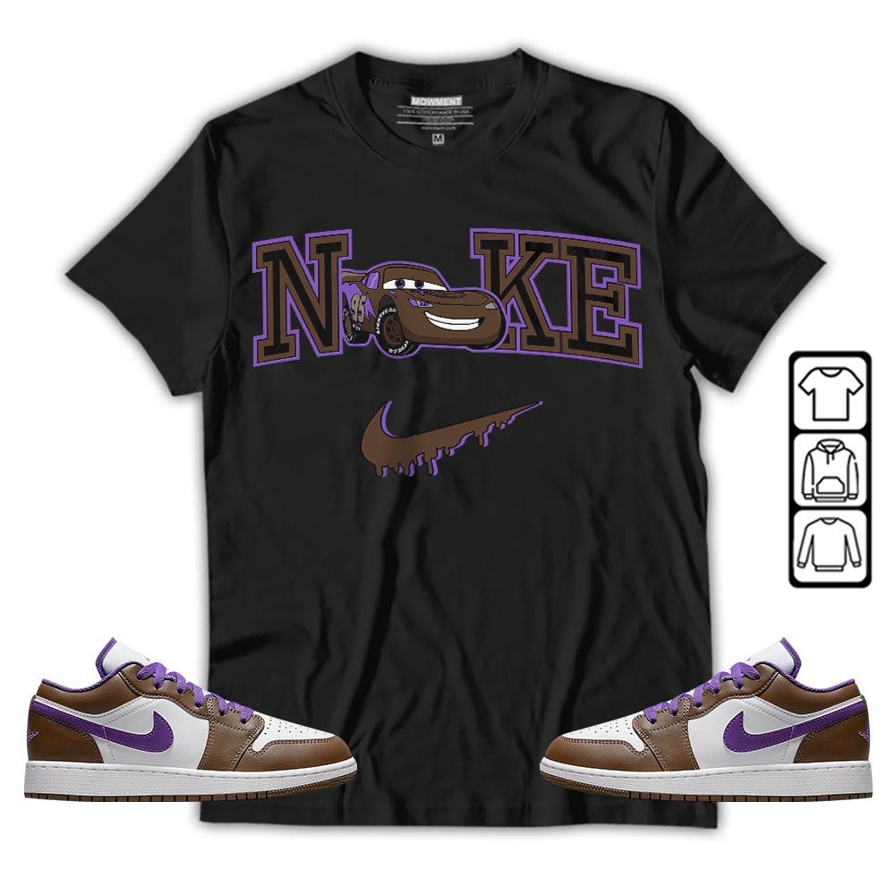 95 Mcqueen Car Fast Sneaker Shirt Match Purple Mocha 1s, Jordan 1 Low Purple Mocha MKO T-Shirt