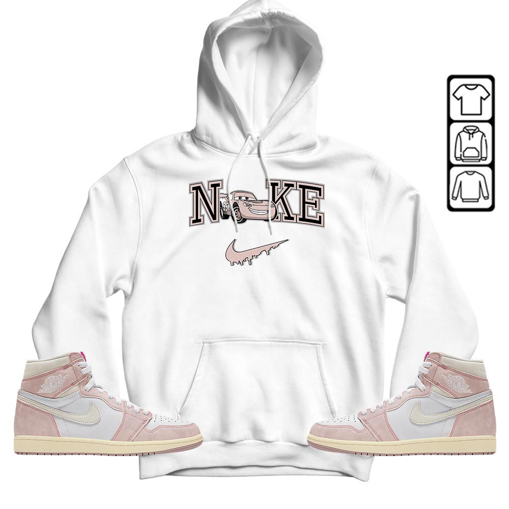 95 Mcqueen Car Fast Sneaker Shirt Match Washed Pink 1s, Jordan 1 High OG Washed Pink MKO T-Shirt