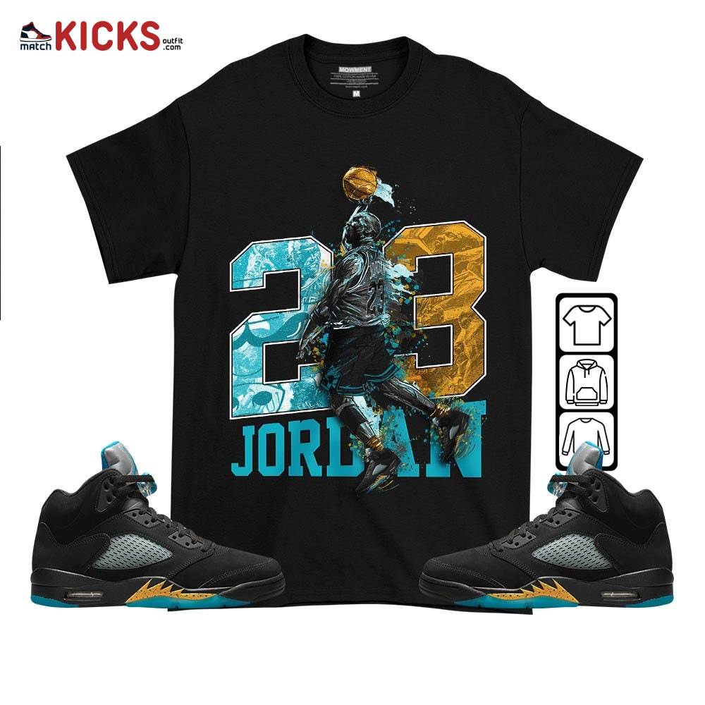 Air 23 Jordan Sneaker Shirt Match 2023 Retro Aqua 5s, Jordan 5 Aqua MKO T-Shirt