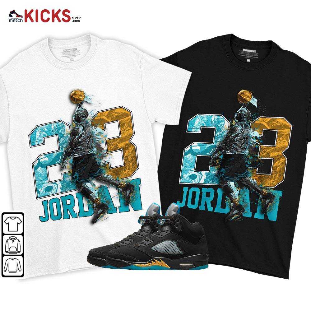 Air 23 Jordan Sneaker Shirt Match 2023 Retro Aqua 5s, Jordan 5 Aqua MKO T-Shirt Air 23 Jordan Sneaker Shirt Match 2023 Retro Aqua 5s, Jordan 5 Aqua MKO T-Shirt