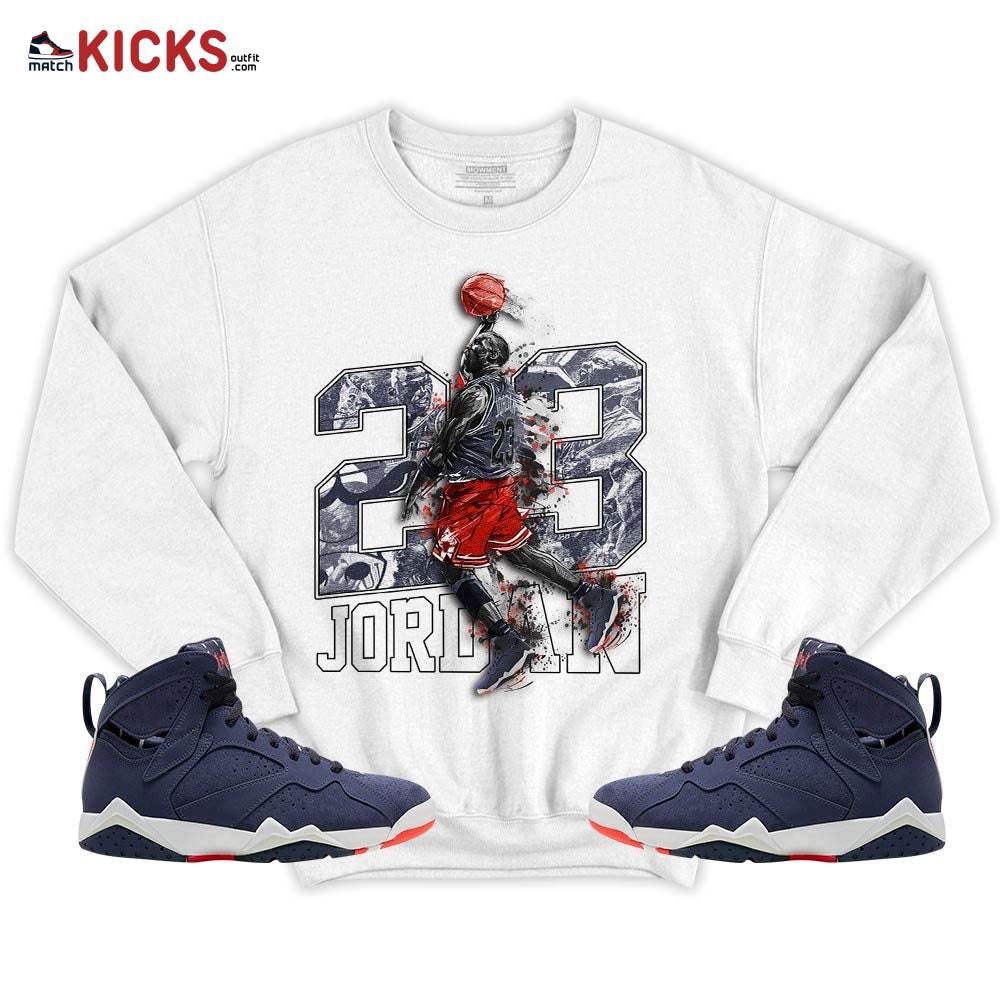 Air 23 Jordan Sneaker Shirt Match 7 Neutral Indigo, Jordan 7 Quai 54 MKO T-Shirt Air 23 Jordan Sneaker Shirt Match 7 Neutral Indigo, Jordan 7 Quai 54 MKO T-Shirt