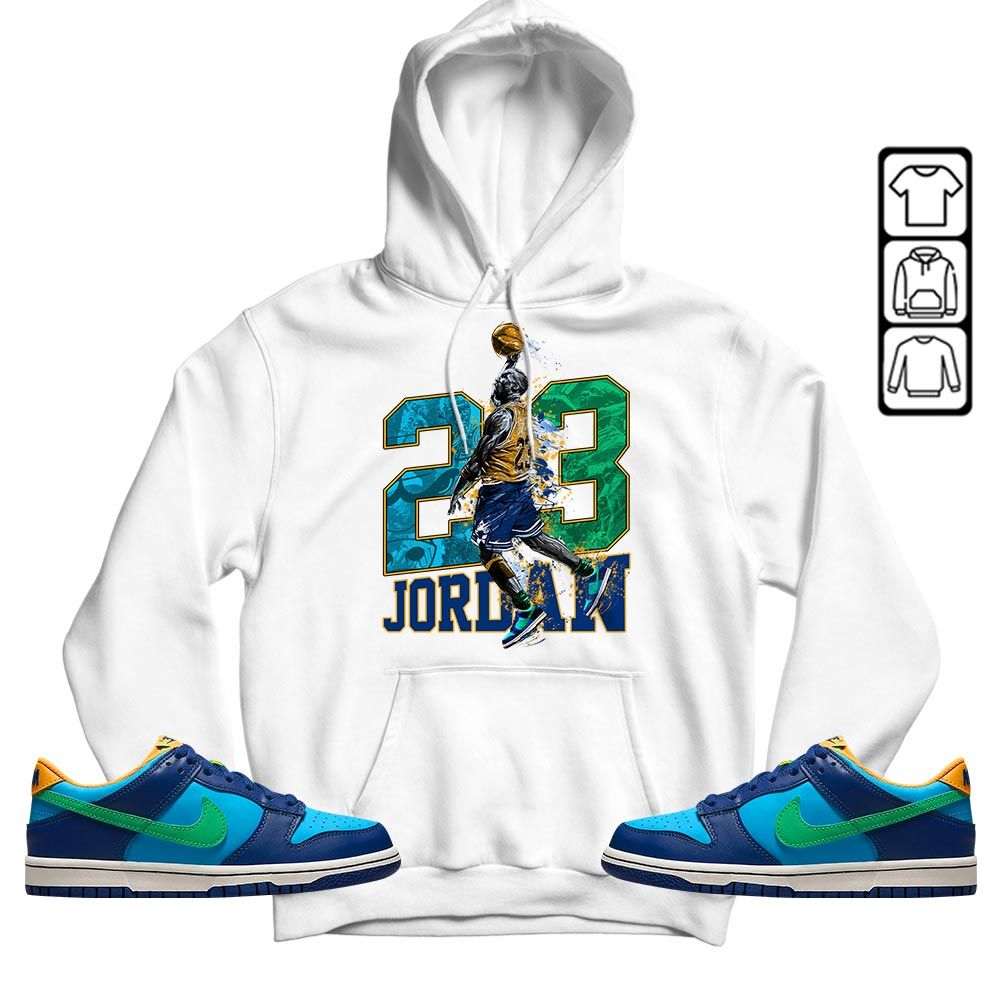 Air 23 Jordan Sneaker Shirt Match Dunk Low GS Kyrie, Dunk Low GS Electric Algae MKO Hoodie