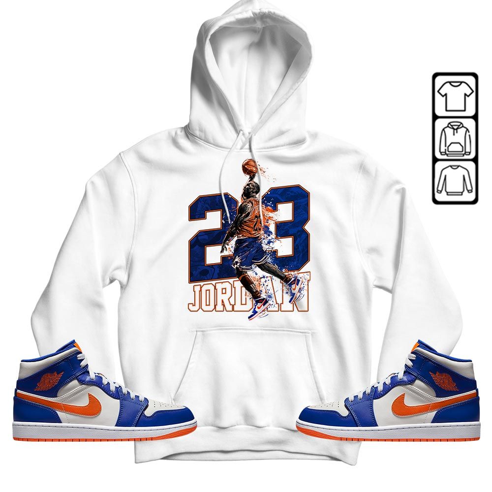 Air 23 Jordan Sneaker Shirt Match Mid Knicks 1s, Jordan 1 Mid Knicks MKO T-Shirt