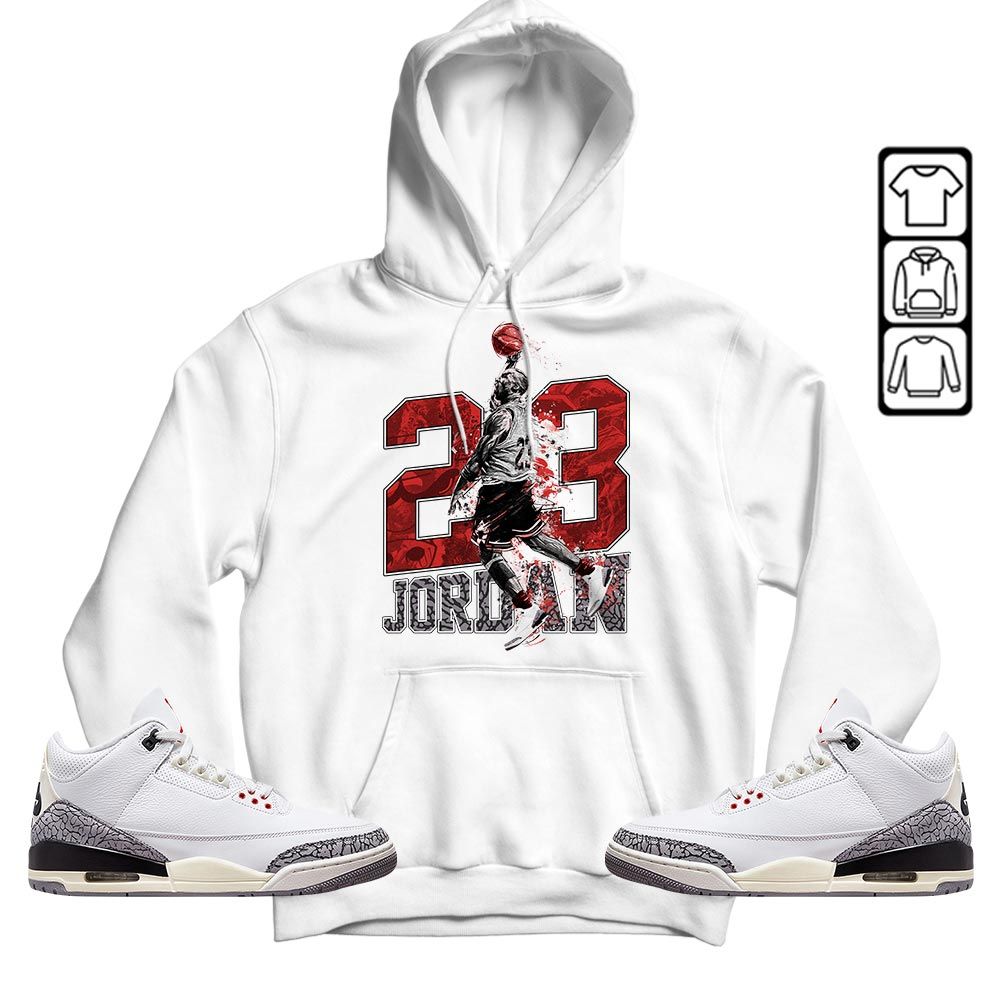 Air 23 Jordan Sneaker Shirt Match White Cement 3s, Jordan Retro 3 White Cement MKO T-Shirt