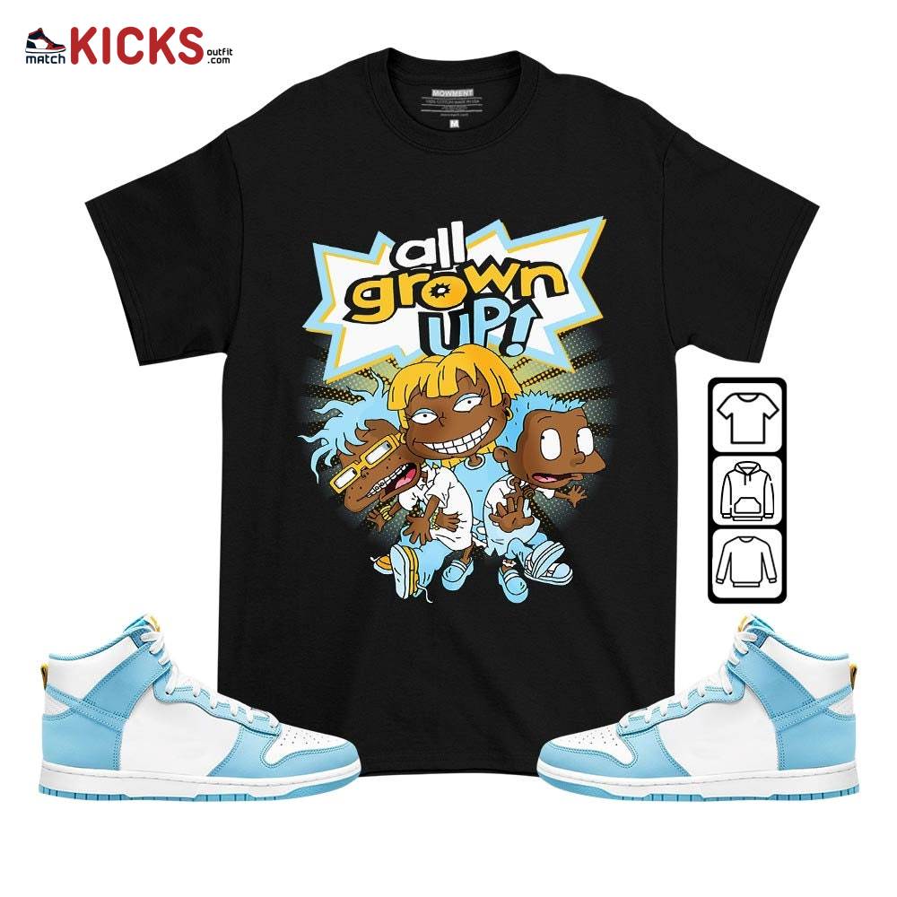 All Grown Up Sneaker Shirt Match Dunk High Blue Chill, Dunk High Homer Simpson MKO T-Shirt