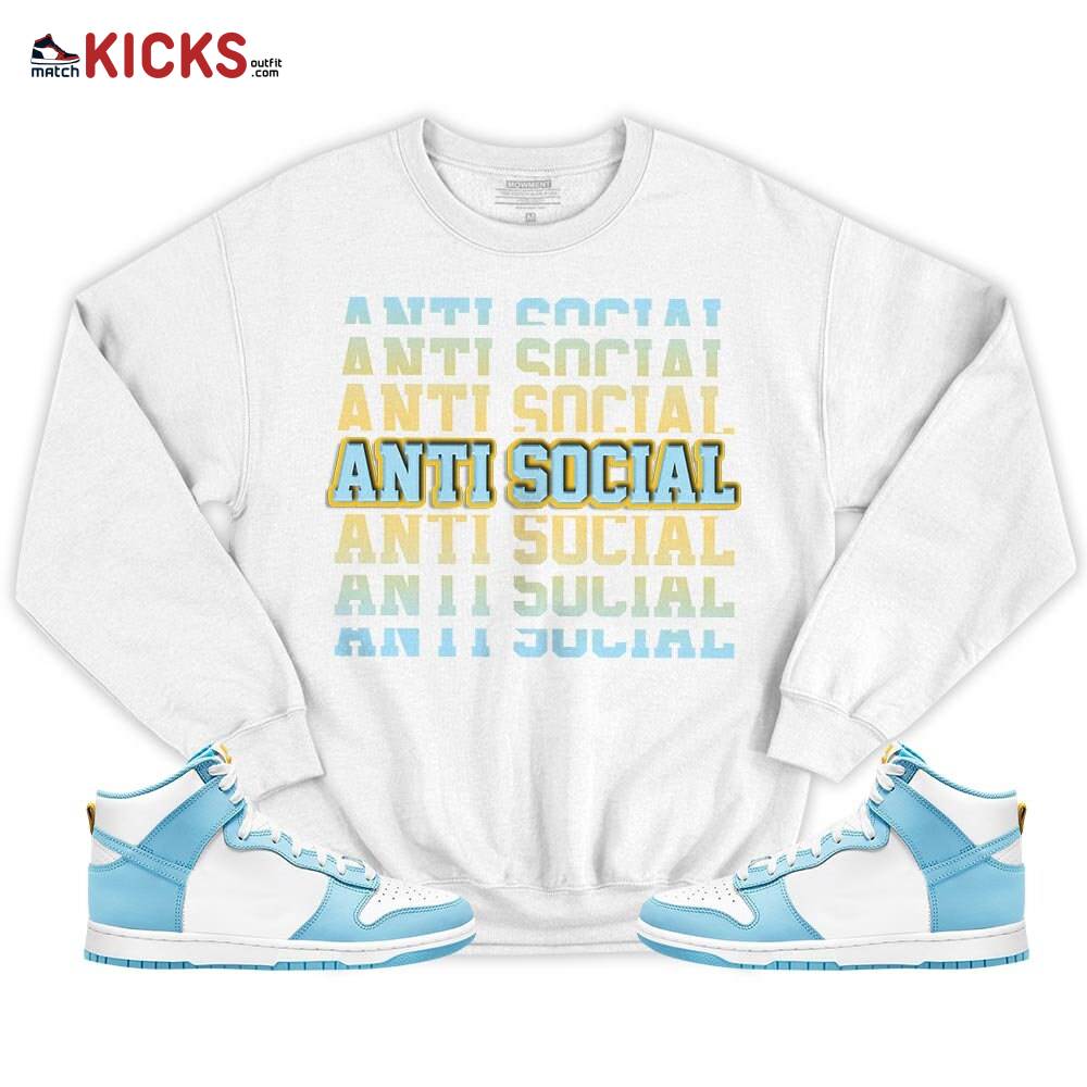 Anti Social Sneaker Shirt Match Dunk High Blue Chill, Dunk High Homer Simpson MKO T-Shirt Anti Social Sneaker Shirt Match Dunk High Blue Chill, Dunk High Homer Simpson MKO T-Shirt