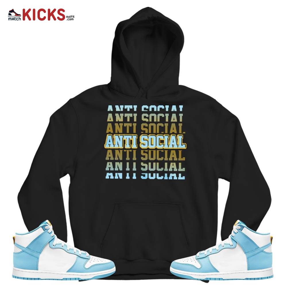 Anti Social Sneaker Shirt Match Dunk High Blue Chill, Dunk High Homer Simpson MKO T-Shirt Anti Social Sneaker Shirt Match Dunk High Blue Chill, Dunk High Homer Simpson MKO T-Shirt