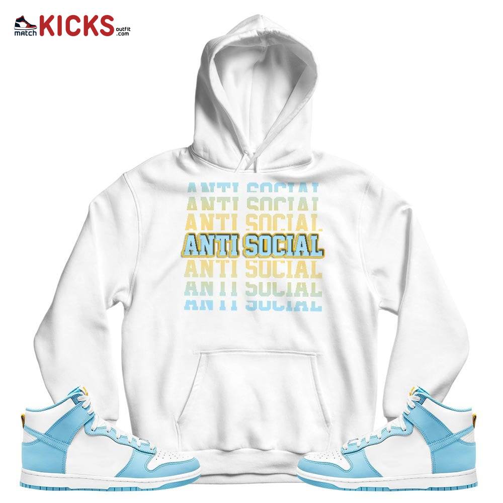 Anti Social Sneaker Shirt Match Dunk High Blue Chill, Dunk High Homer Simpson MKO T-Shirt Anti Social Sneaker Shirt Match Dunk High Blue Chill, Dunk High Homer Simpson MKO T-Shirt