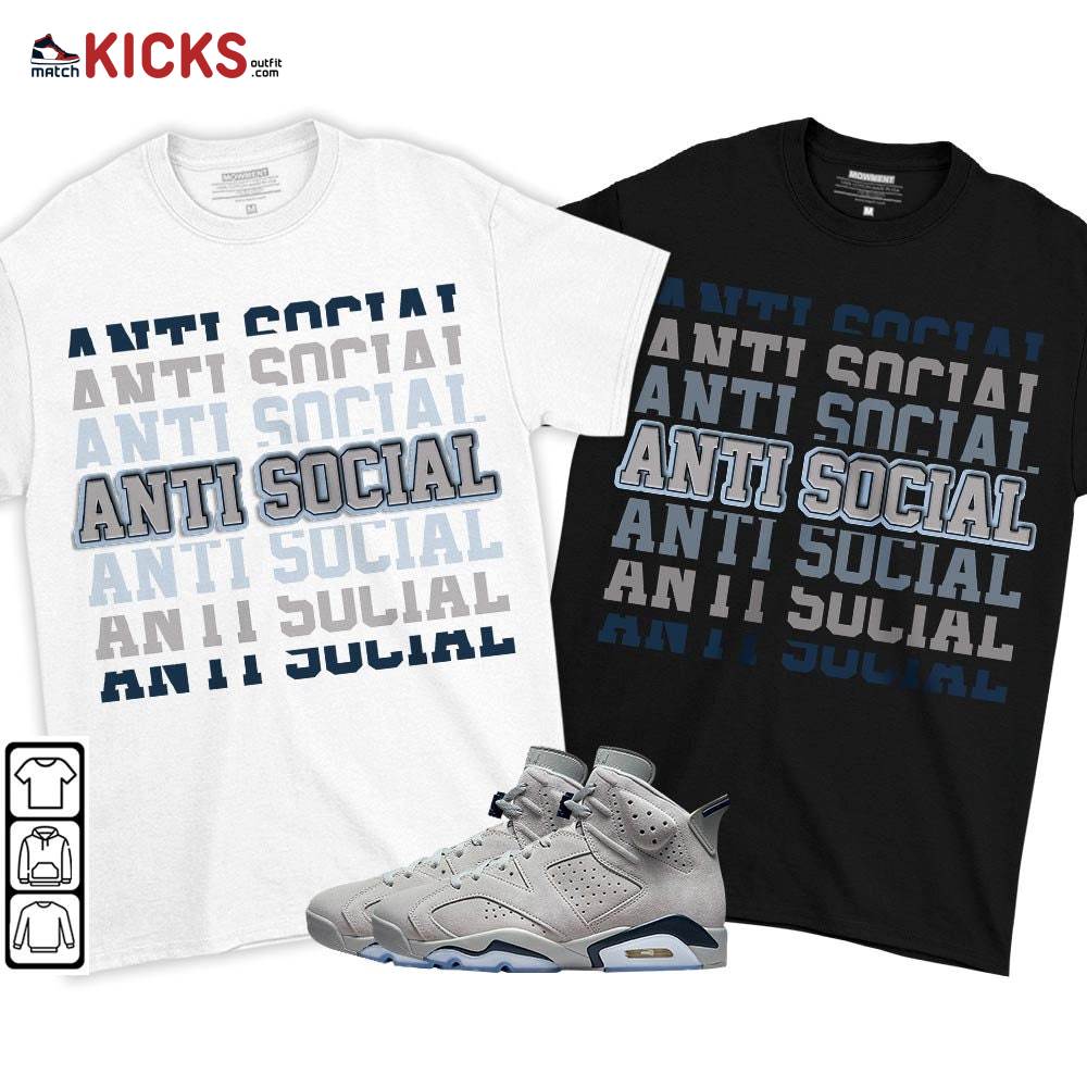 Anti Social Sneaker Shirt Match Georgetown 6s, Jordan 6 Retro Georgetown MKO T-Shirt Anti Social Sneaker Shirt Match Georgetown 6s, Jordan 6 Retro Georgetown MKO T-Shirt