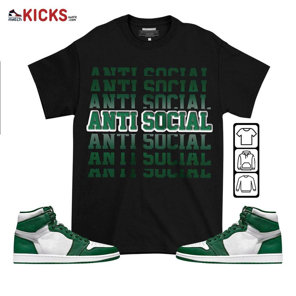 Anti Social Sneaker Shirt Match High Gorge Green 1s, Jordan 1 Retro High Gorge Green MKO T-Shirt