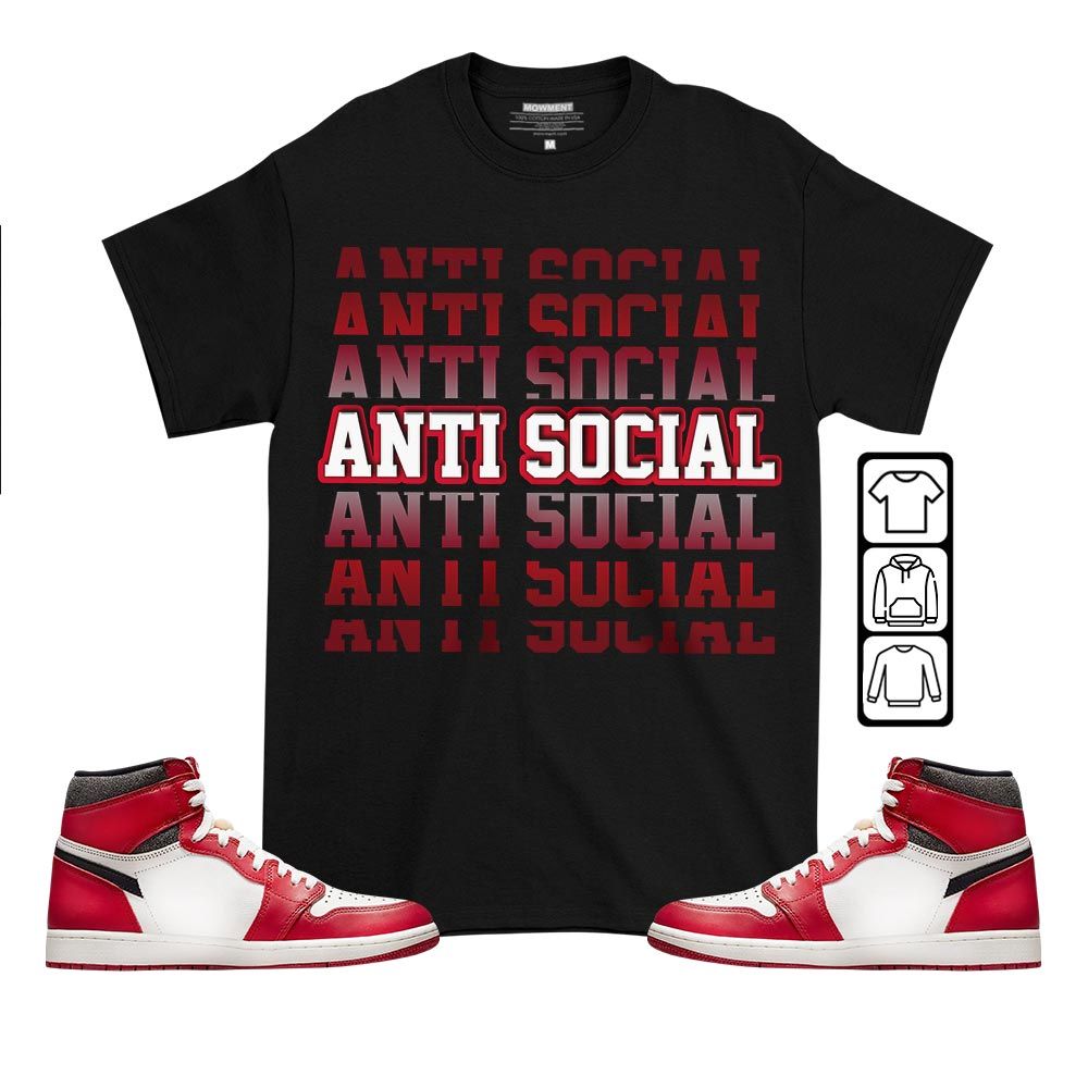 Anti Social Sneaker Shirt Match High OG Chicago 1s, Jordan 1 Lost Found Chicago MKO T-Shirt Anti Social Sneaker Shirt Match High OG Chicago 1s, Jordan 1 Lost Found Chicago MKO T-Shirt