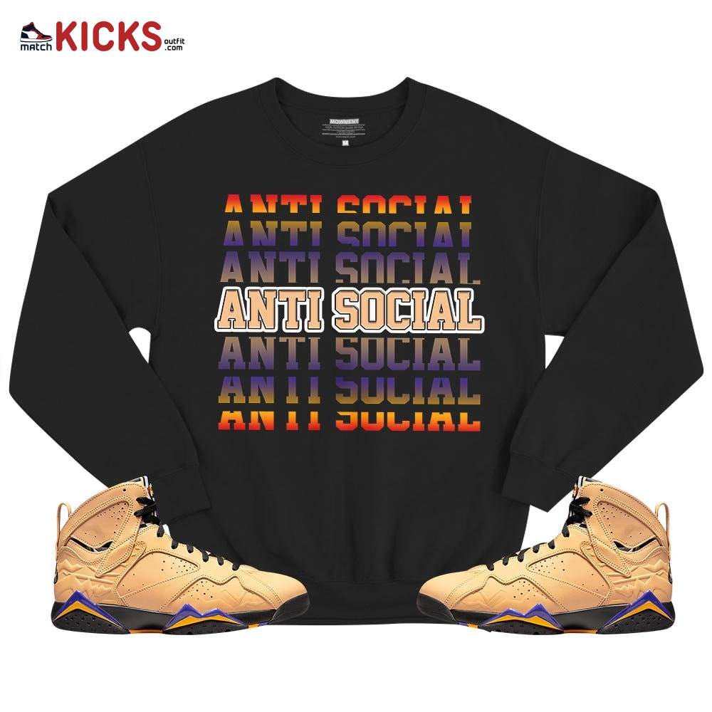 Anti Social Sneaker Shirt Match Vachetta Tan 7s, Jordan 7 SE Afrobeats MKO T-Shirt Anti Social Sneaker Shirt Match Vachetta Tan 7s, Jordan 7 SE Afrobeats MKO T-Shirt