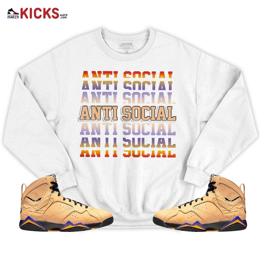 Anti Social Sneaker Shirt Match Vachetta Tan 7s, Jordan 7 SE Afrobeats MKO T-Shirt Anti Social Sneaker Shirt Match Vachetta Tan 7s, Jordan 7 SE Afrobeats MKO T-Shirt