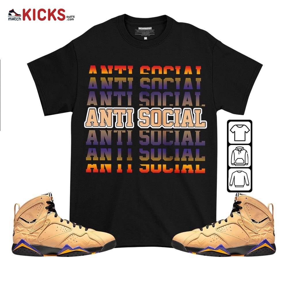 Anti Social Sneaker Shirt Match Vachetta Tan 7s, Jordan 7 SE Afrobeats MKO T-Shirt Anti Social Sneaker Shirt Match Vachetta Tan 7s, Jordan 7 SE Afrobeats MKO T-Shirt