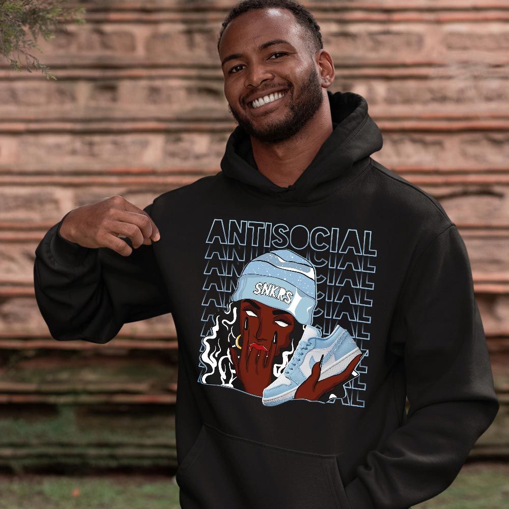 Antisocial Girl Sneaker Shirt Match 1 Low Gets Icy, Jordan 1 Low Ice Blue MKO T-Shirt Antisocial Girl Sneaker Shirt Match 1 Low Gets Icy, Jordan 1 Low Ice Blue MKO T-Shirt