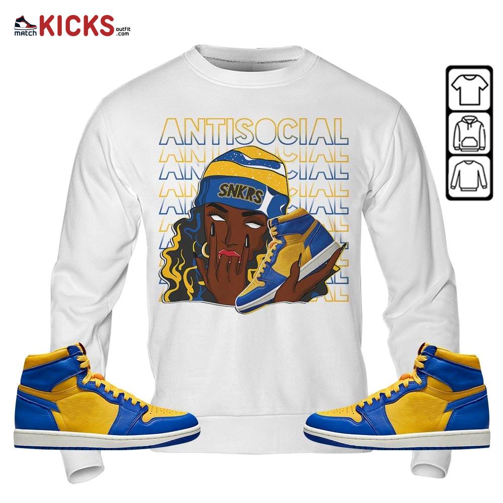 Antisocial Girl Sneaker Shirt Match 2023 Laney 1s, Jordan 1 Retro High Laney MKO Sweatshirt Antisocial Girl Sneaker Shirt Match 2023 Laney 1s, Jordan 1 Retro High Laney MKO Sweatshirt