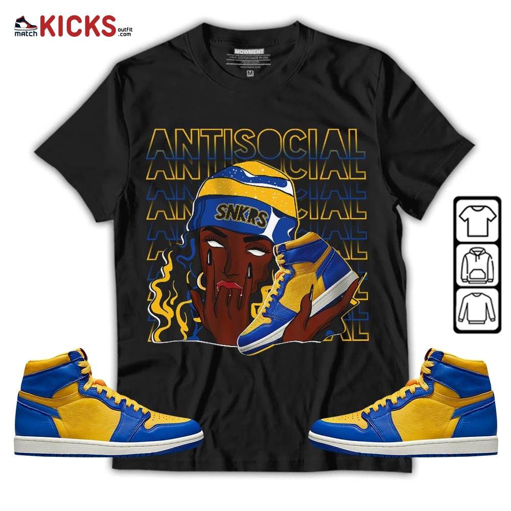 Antisocial Girl Sneaker Shirt Match 2023 Laney 1s, Jordan 1 Retro High Laney MKO T-Shirt