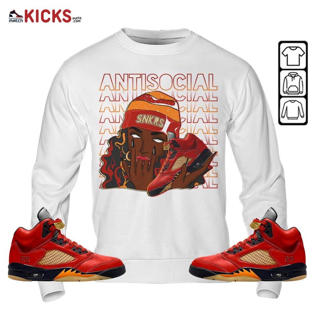 Antisocial Girl Sneaker Shirt Match 5 Dunk On Mars, Jordan 5 Mars For Her MKO T-Shirt Antisocial Girl Sneaker Shirt Match 5 Dunk On Mars, Jordan 5 Mars For Her MKO T-Shirt