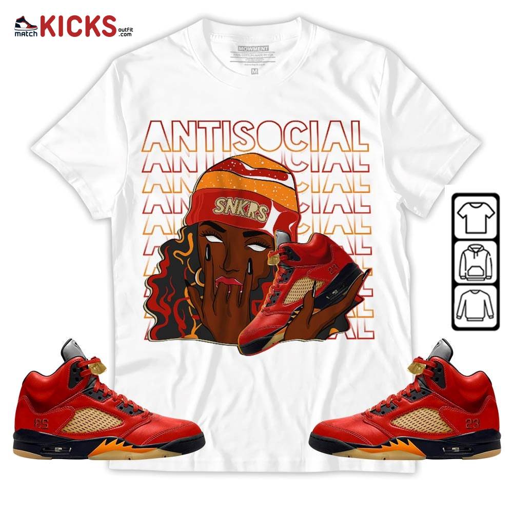 Antisocial Girl Sneaker Shirt Match 5 Dunk On Mars, Jordan 5 Mars For Her MKO T-Shirt