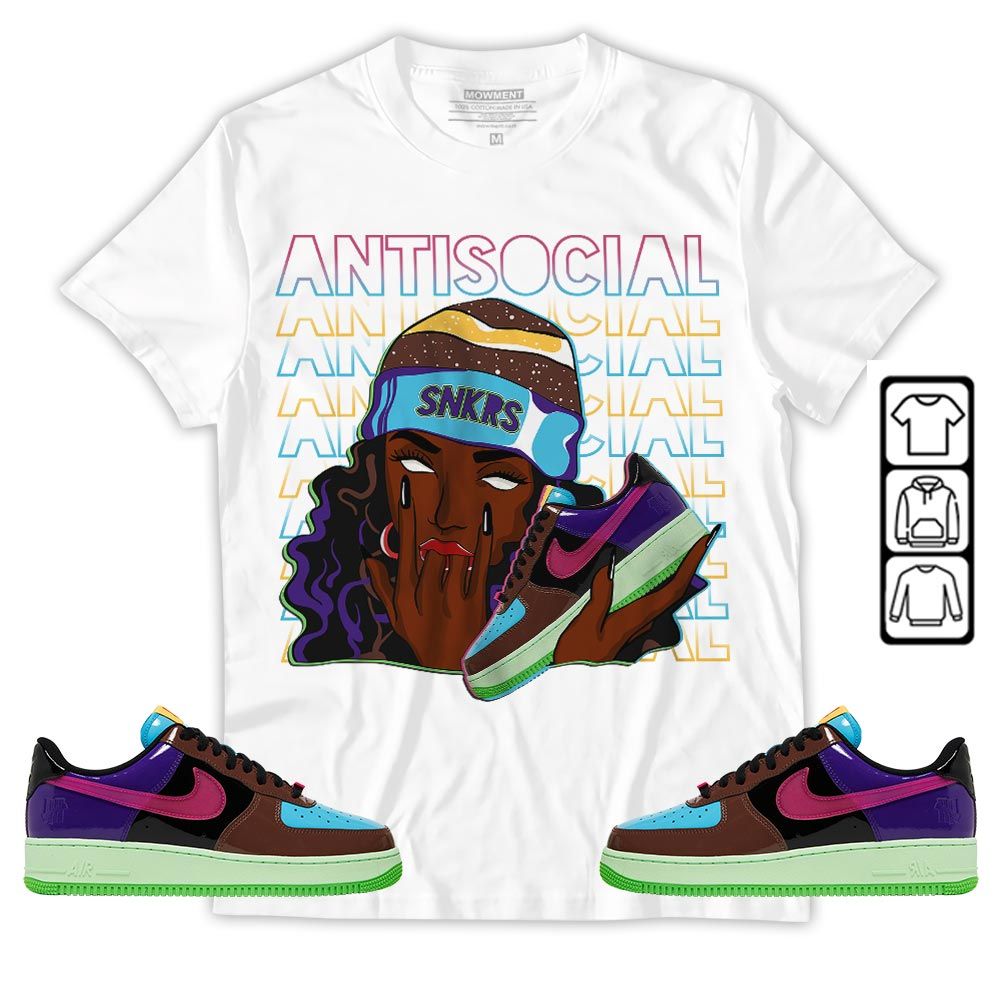 Antisocial Girl Sneaker Shirt Match AF 1 Low SP Pink Prime, Air Force 1 Undefeated Pink Prime MKO Sweatshirt