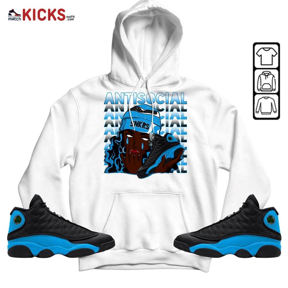 Antisocial Girl Sneaker Shirt Match Black University Blue 13s, Jordan 13 Black University Blue 2022 MKO Hoodie Antisocial Girl Sneaker Shirt Match Black University Blue 13s, Jordan 13 Black University Blue 2022 MKO Hoodie