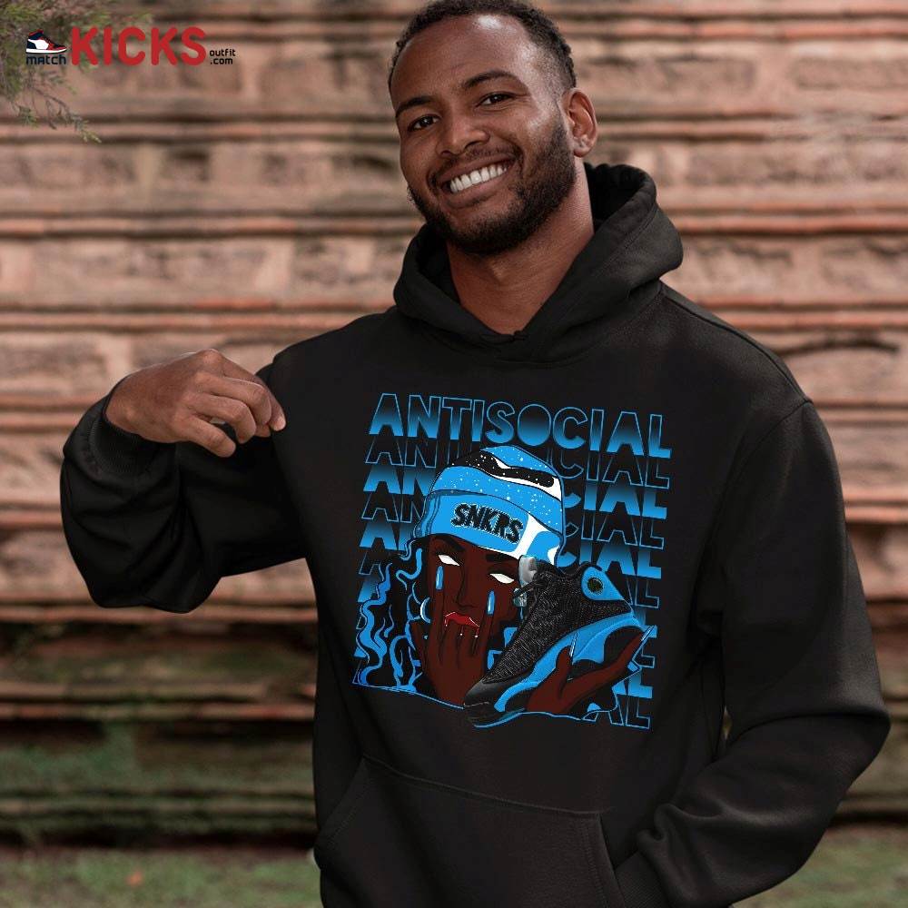 Antisocial Girl Sneaker Shirt Match Black University Blue 13s, Jordan 13 Black University Blue 2022 MKO Hoodie Antisocial Girl Sneaker Shirt Match Black University Blue 13s, Jordan 13 Black University Blue 2022 MKO Hoodie