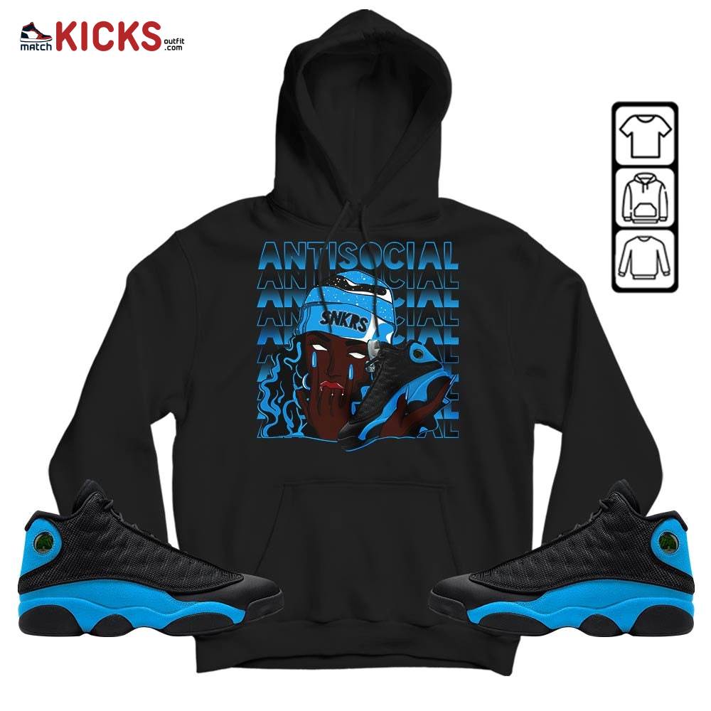 Antisocial Girl Sneaker Shirt Match Black University Blue 13s, Jordan 13 Black University Blue 2022 MKO Hoodie Antisocial Girl Sneaker Shirt Match Black University Blue 13s, Jordan 13 Black University Blue 2022 MKO Hoodie