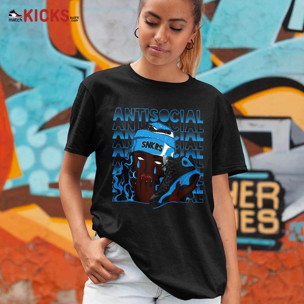 Antisocial Girl Sneaker Shirt Match Black University Blue 13s, Jordan 13 Black University Blue 2022 MKO Hoodie Antisocial Girl Sneaker Shirt Match Black University Blue 13s, Jordan 13 Black University Blue 2022 MKO Hoodie