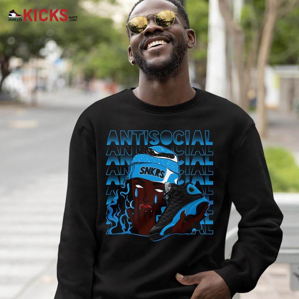 Antisocial Girl Sneaker Shirt Match Black University Blue 13s, Jordan 13 Black University Blue 2022 MKO Hoodie Antisocial Girl Sneaker Shirt Match Black University Blue 13s, Jordan 13 Black University Blue 2022 MKO Hoodie