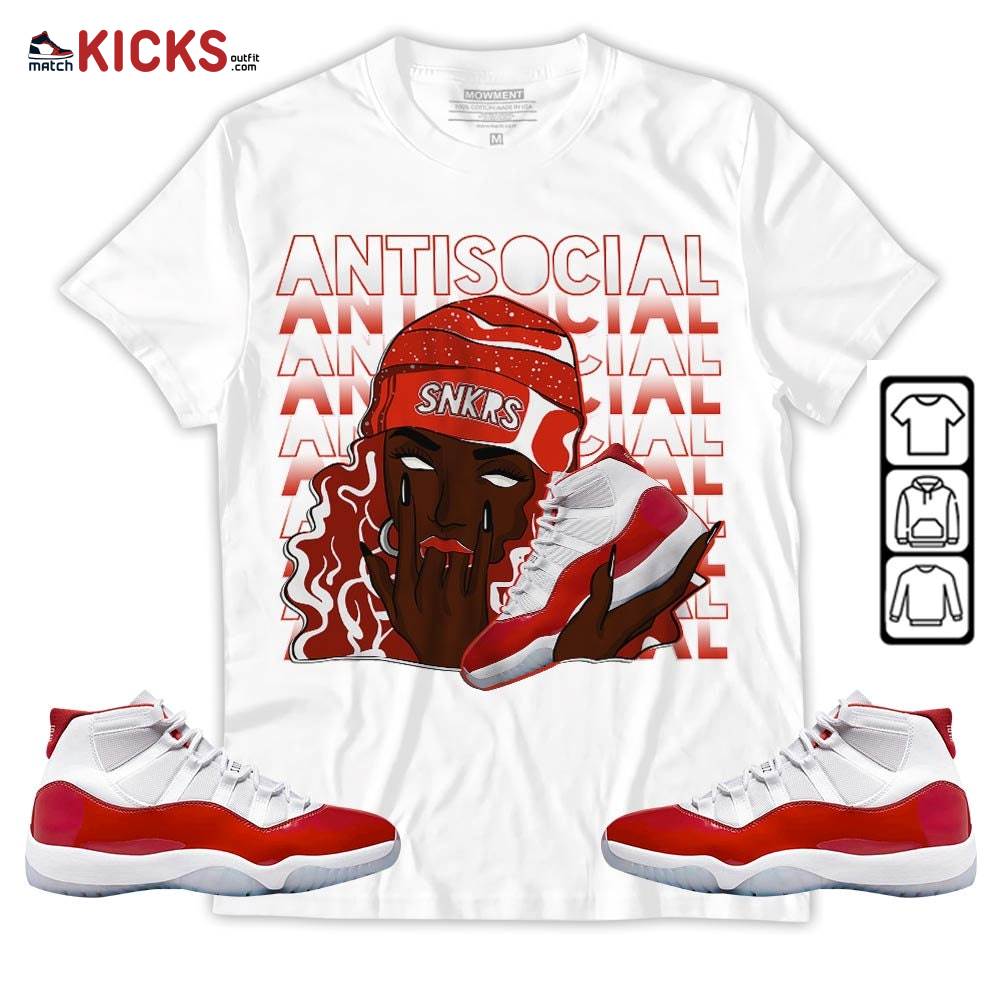 Antisocial Girl Sneaker Shirt Match Cherry 11s, Jordan 11 Retro Cherry MKO T-Shirt Antisocial Girl Sneaker Shirt Match Cherry 11s, Jordan 11 Retro Cherry MKO T-Shirt