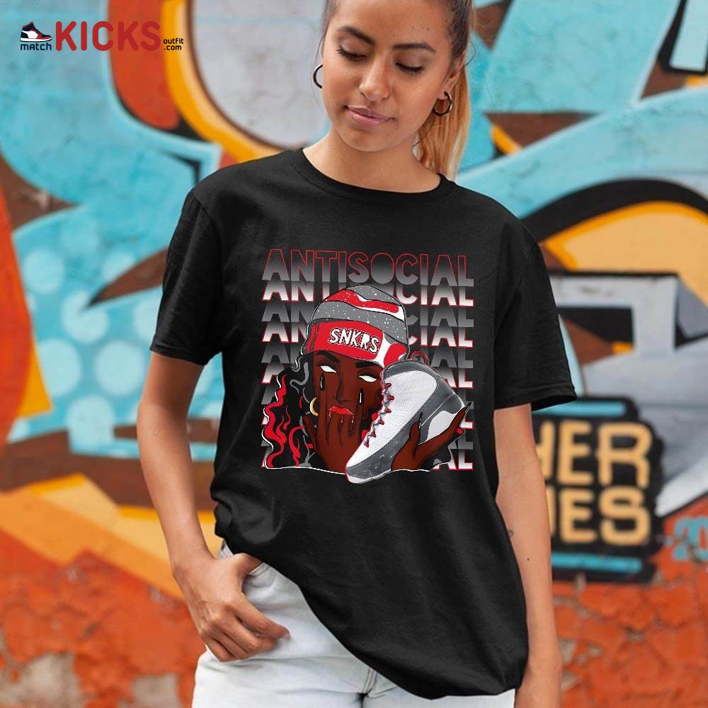 Antisocial Girl Sneaker Shirt Match Fire Red 9s, Jordan 9 Retro Fire Red MKO Sweatshirt Antisocial Girl Sneaker Shirt Match Fire Red 9s, Jordan 9 Retro Fire Red MKO Sweatshirt