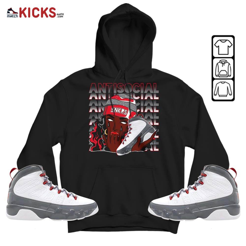 Antisocial Girl Sneaker Shirt Match Fire Red 9s, Jordan 9 Retro Fire Red MKO Sweatshirt Antisocial Girl Sneaker Shirt Match Fire Red 9s, Jordan 9 Retro Fire Red MKO Sweatshirt