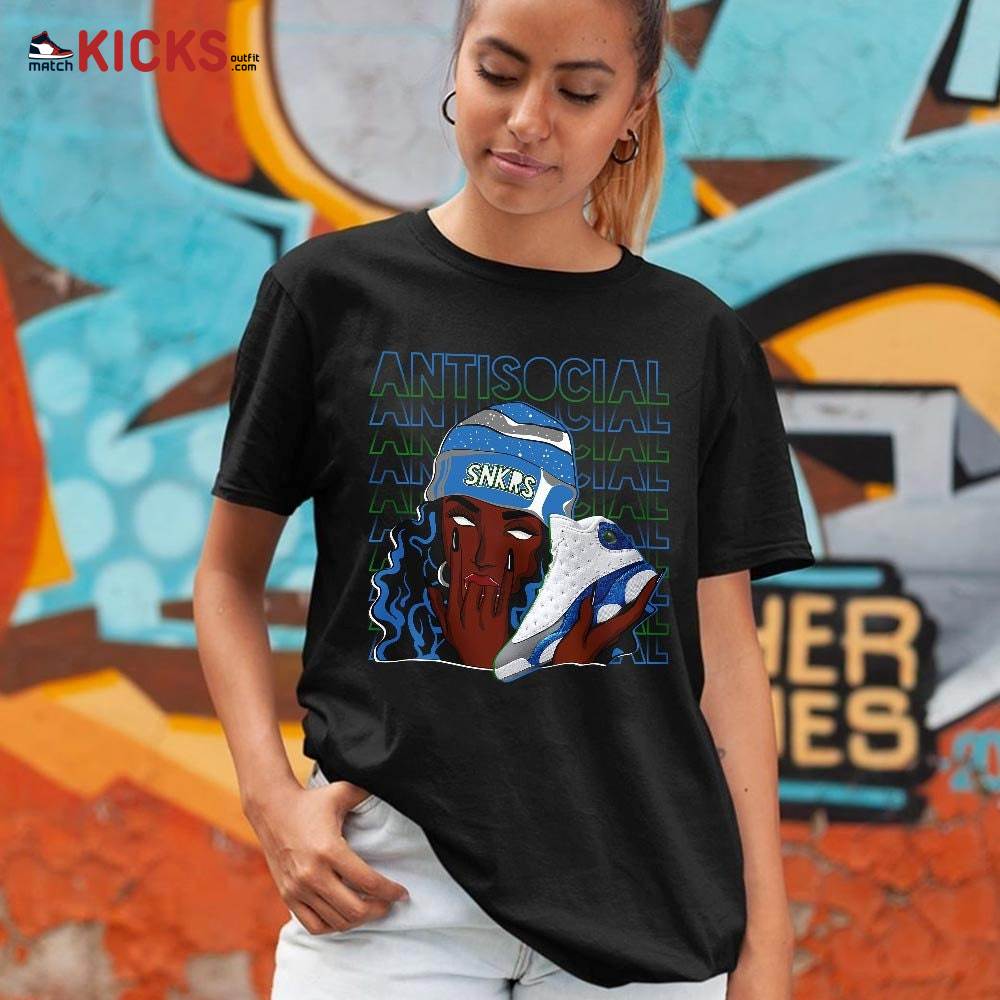 Antisocial Girl Sneaker Shirt Match French Blue 13s, Jordan 13 French Blue MKO Sweatshirt Antisocial Girl Sneaker Shirt Match French Blue 13s, Jordan 13 French Blue MKO Sweatshirt