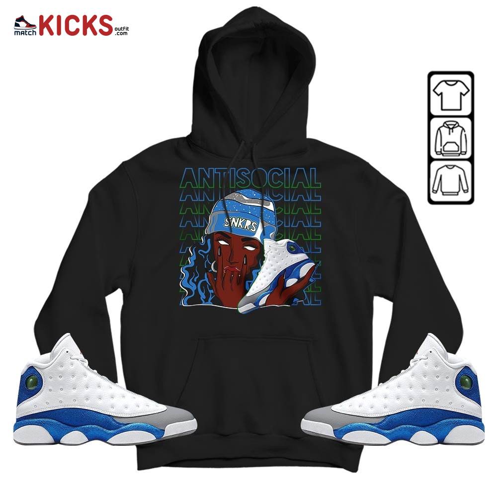 Antisocial Girl Sneaker Shirt Match French Blue 13s, Jordan 13 French Blue MKO Sweatshirt Antisocial Girl Sneaker Shirt Match French Blue 13s, Jordan 13 French Blue MKO Sweatshirt