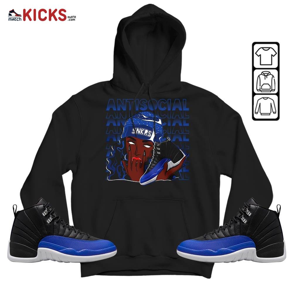 Antisocial Girl Sneaker Shirt Match Hyper Royal 12s, Jordan 12 Hyper Royal MKO Sweatshirt Antisocial Girl Sneaker Shirt Match Hyper Royal 12s, Jordan 12 Hyper Royal MKO Sweatshirt