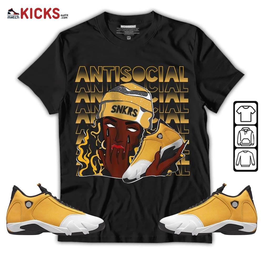 Antisocial Girl Sneaker Shirt Match Light Ginger 14s, Jordan 14 Retro Light Ginger MKO T-Shirt Antisocial Girl Sneaker Shirt Match Light Ginger 14s, Jordan 14 Retro Light Ginger MKO T-Shirt