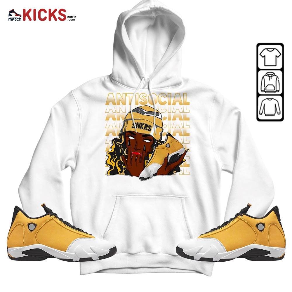 Antisocial Girl Sneaker Shirt Match Light Ginger 14s, Jordan 14 Retro Light Ginger MKO T-Shirt Antisocial Girl Sneaker Shirt Match Light Ginger 14s, Jordan 14 Retro Light Ginger MKO T-Shirt