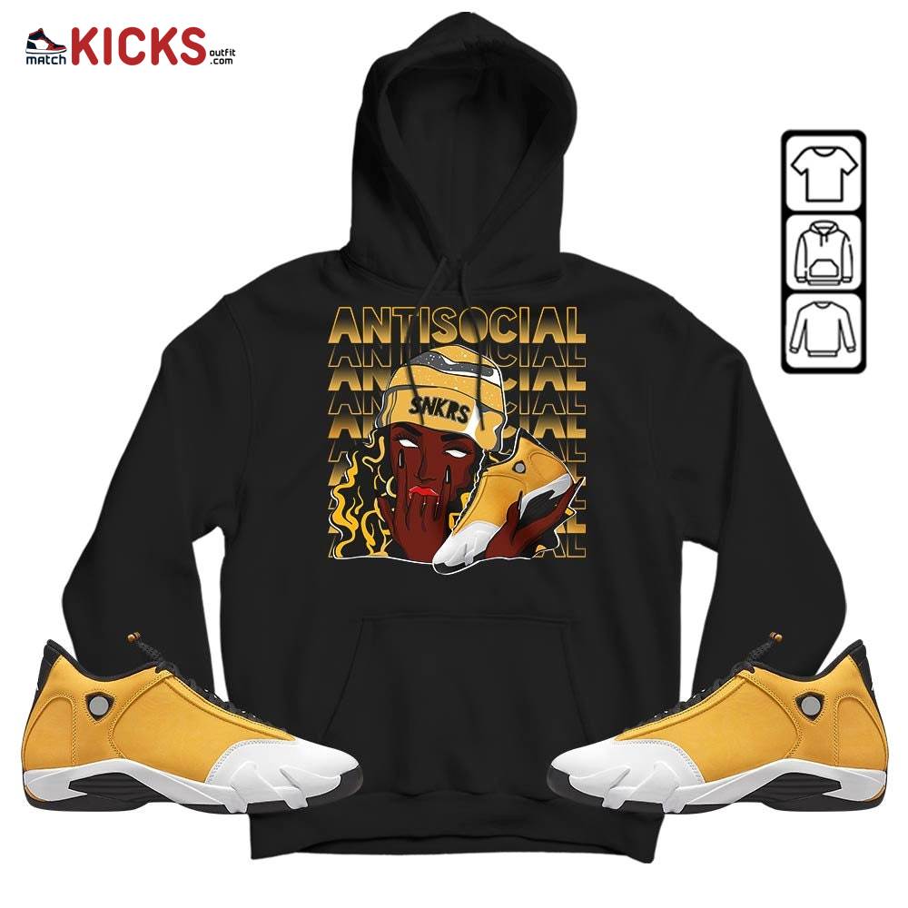 Antisocial Girl Sneaker Shirt Match Light Ginger 14s, Jordan 14 Retro Light Ginger MKO T-Shirt Antisocial Girl Sneaker Shirt Match Light Ginger 14s, Jordan 14 Retro Light Ginger MKO T-Shirt