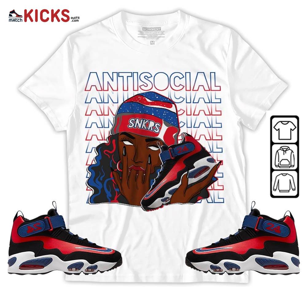 Antisocial Girl Sneaker Shirt Match Max 1 Navy Red Black, Air Griffey Max 1 Black Red Navy Blue MKO Hoodie