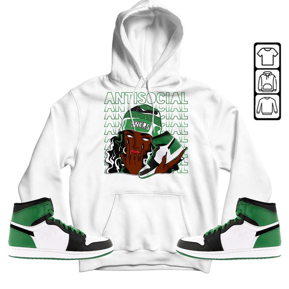Antisocial Girl Sneaker Shirt Match OG Celtics 1s, Jordan 1 High OG Celtics MKO T-Shirt