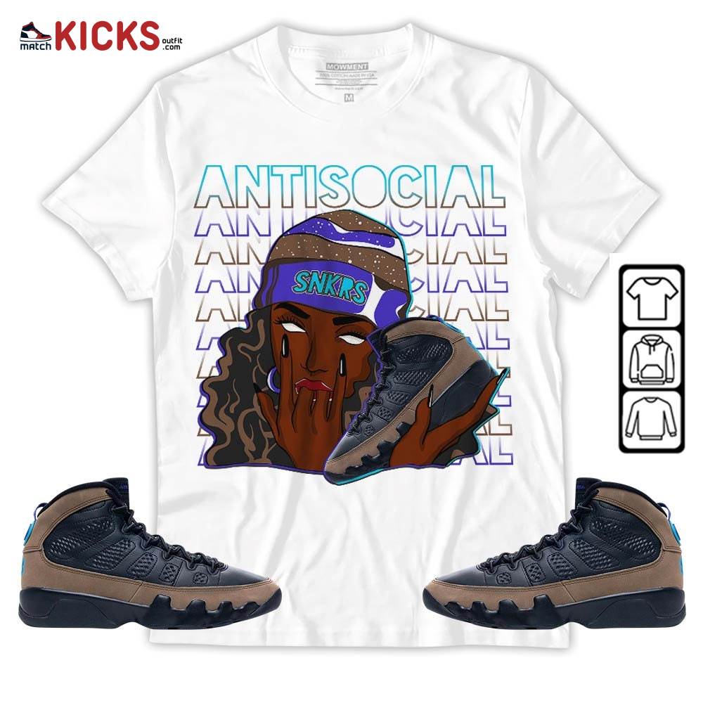 Antisocial Girl Sneaker Shirt Match Olive Concord 9s, Jordan 9 Olive Concord MKO Hoodie
