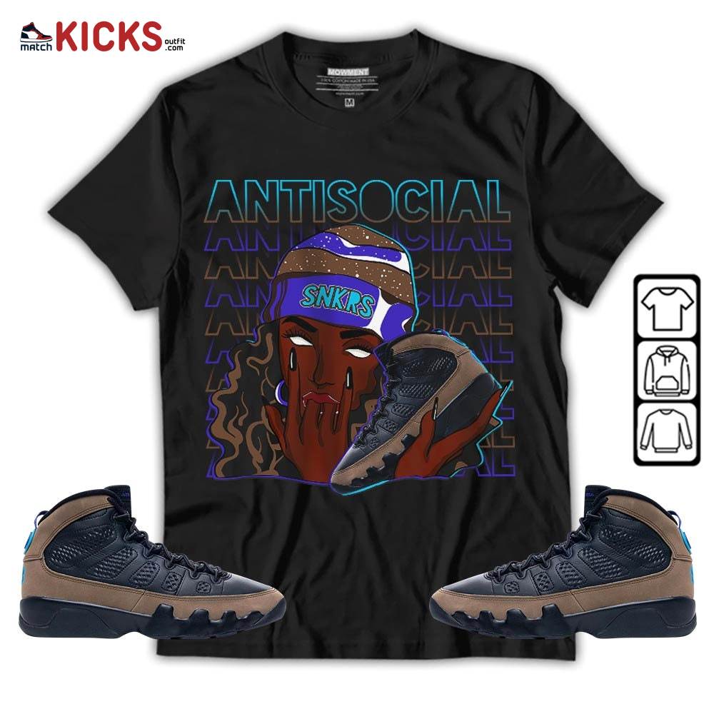 Antisocial Girl Sneaker Shirt Match Olive Concord 9s, Jordan 9 Olive Concord MKO T-Shirt